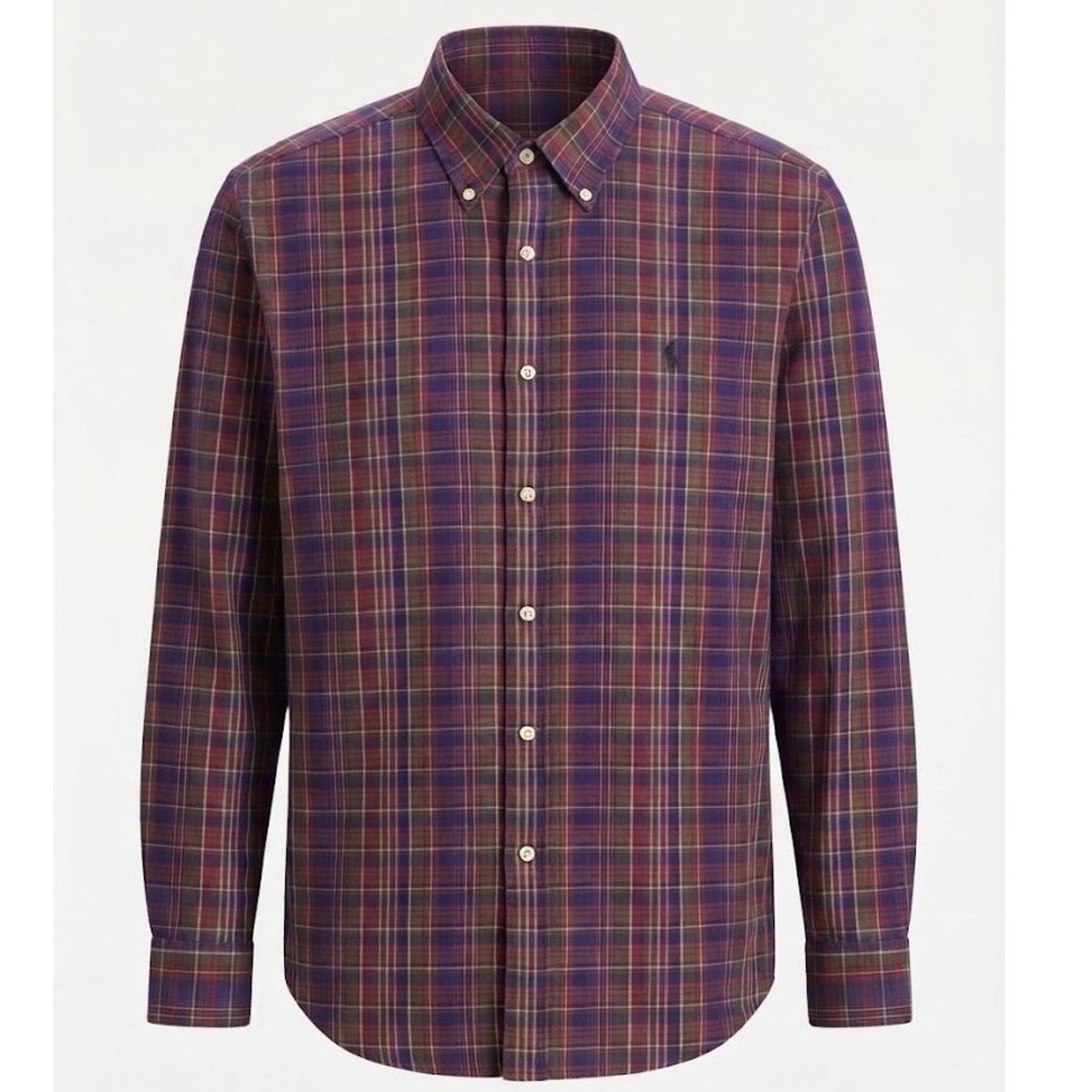 Ralph Lauren Mens XL Purple Plaid Cotton Long Sleeve Button Down Shirt - AC